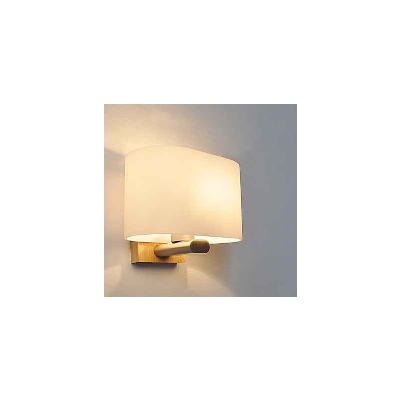 Applique da parete moderna contemporanea in legno/bambù e vetro, luce ambientale E27 40 W