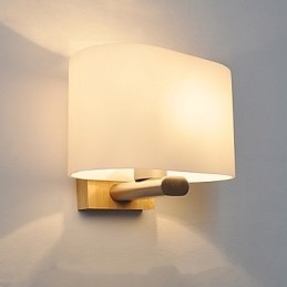 Applique da parete moderna contemporanea in legno/bambù e vetro, luce ambientale E27 40 W