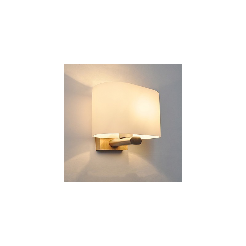 Applique da parete moderna contemporanea in legno/bambù e vetro, luce ambientale E27 40 W