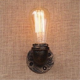Applique da parete decorativa piccola Nostalgia con tubo dell'acqua, ottone antico