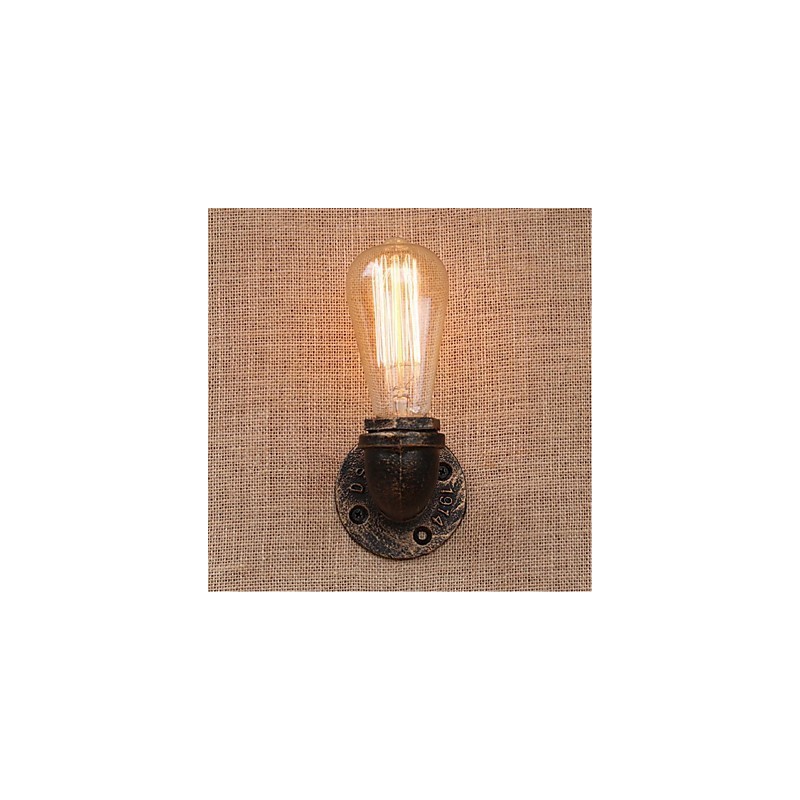 Applique da parete decorativa piccola Nostalgia con tubo dell'acqua, ottone antico