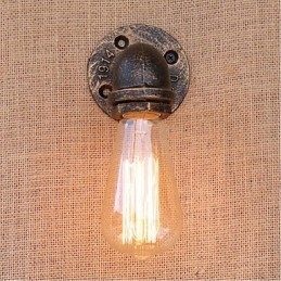 Applique da parete decorativa piccola Nostalgia con tubo dell'acqua, ottone antico