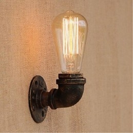Applique da parete decorativa piccola Nostalgia con tubo dell'acqua, ottone antico
