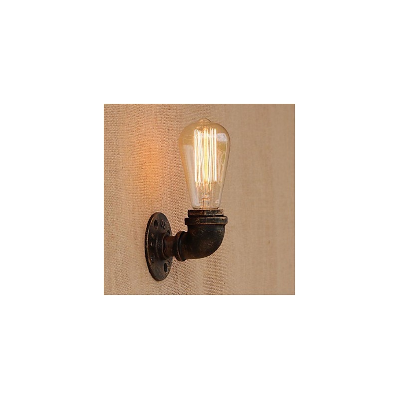 Applique da parete decorativa piccola Nostalgia con tubo dell'acqua, ottone antico