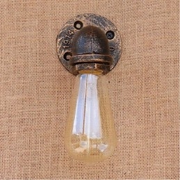 Applique da parete decorativa piccola Nostalgia con tubo dell'acqua, ottone antico
