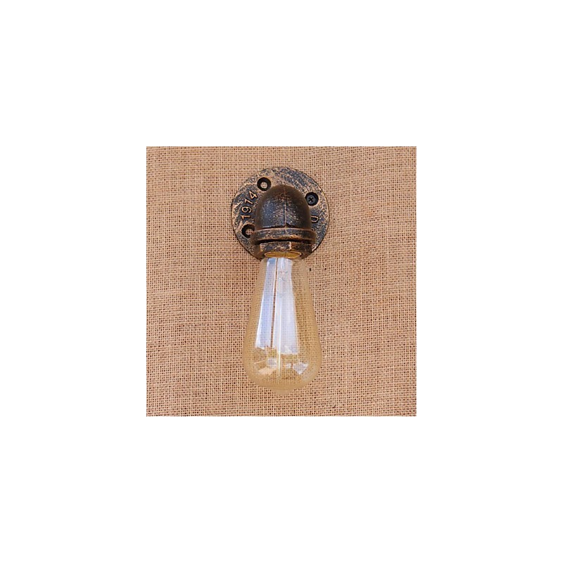 Applique da parete decorativa piccola Nostalgia con tubo dell'acqua, ottone antico