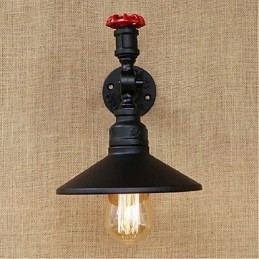 Applique da parete rustica in metallo nero con luce ambientale, E27, lampadina inclusa