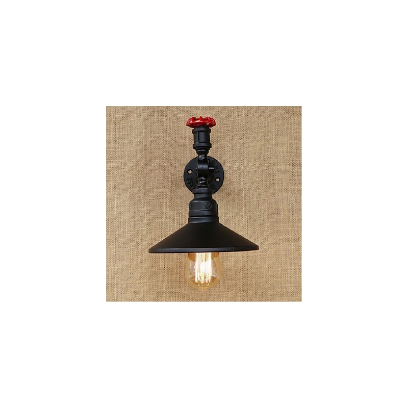 Applique da parete rustica in metallo nero con luce ambientale, E27, lampadina inclusa