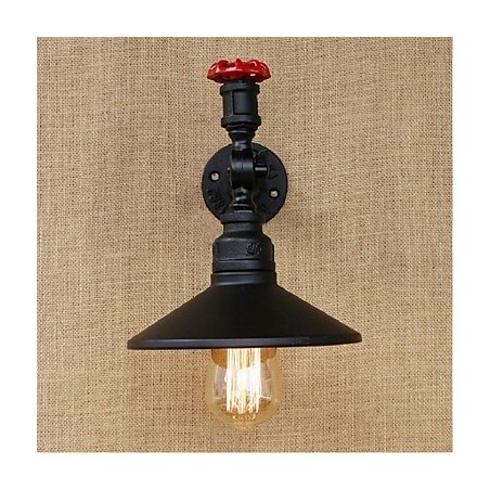 Applique da parete rustica in metallo nero con luce ambientale, E27, lampadina inclusa