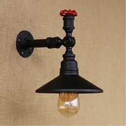 Applique da parete rustica in metallo nero con luce ambientale, E27, lampadina inclusa