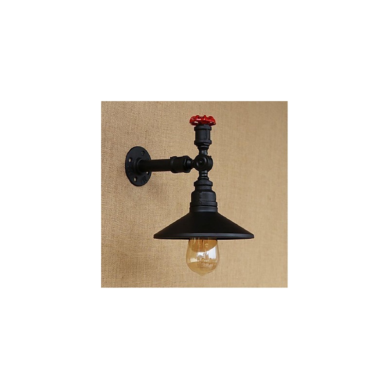 Applique da parete rustica in metallo nero con luce ambientale, E27, lampadina inclusa