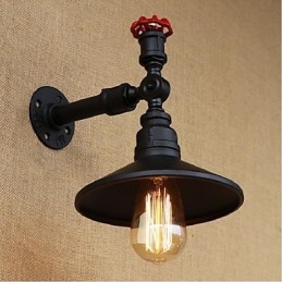 Applique da parete rustica in metallo nero con luce ambientale, E27, lampadina inclusa