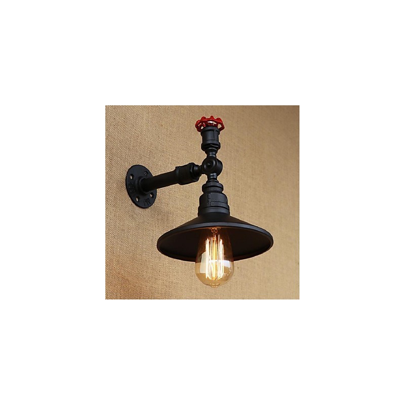 Applique da parete rustica in metallo nero con luce ambientale, E27, lampadina inclusa
