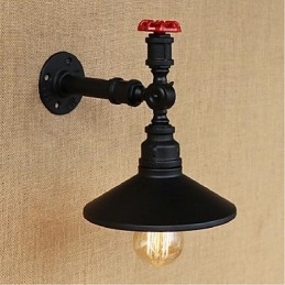 Applique da parete rustica in metallo nero con luce ambientale, E27, lampadina inclusa