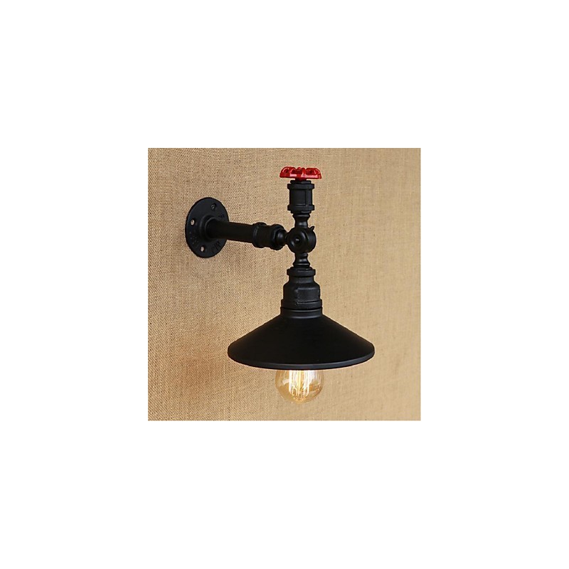 Applique da parete rustica in metallo nero con luce ambientale, E27, lampadina inclusa
