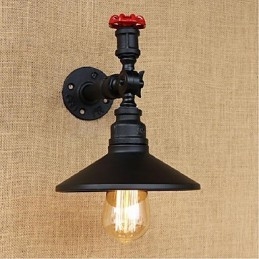 Applique da parete rustica in metallo nero con luce ambientale, E27, lampadina inclusa