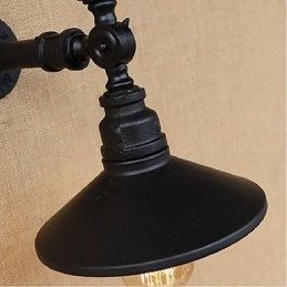 Applique da parete rustica in metallo nero con luce ambientale, E27, lampadina inclusa