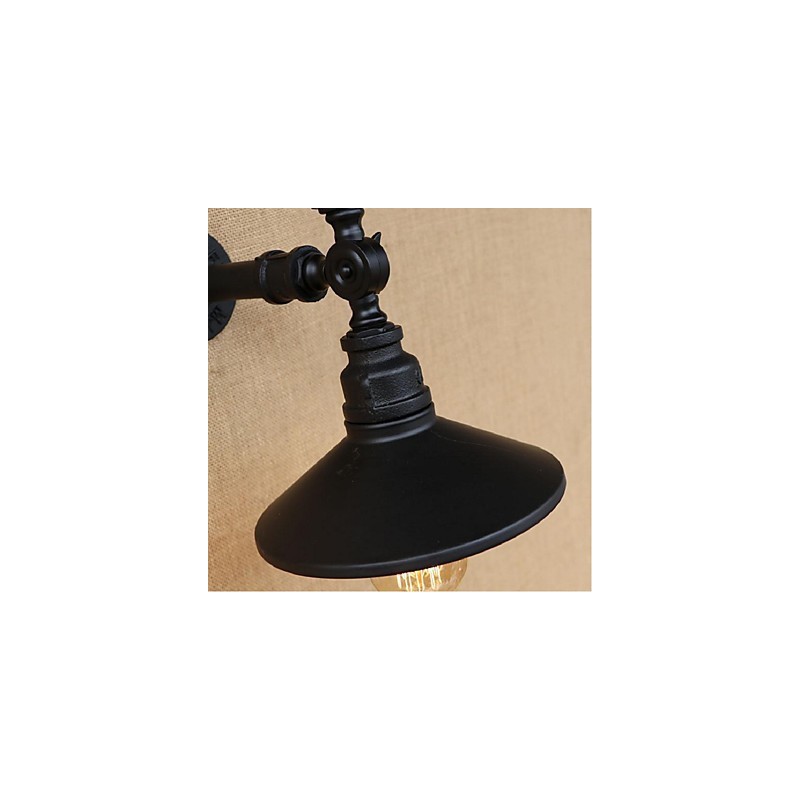 Applique da parete rustica in metallo nero con luce ambientale, E27, lampadina inclusa