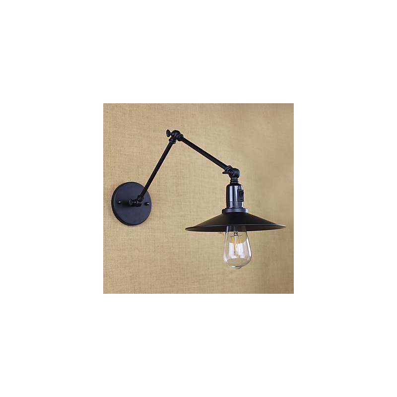 Applique da parete rustica Lodge con braccio oscillante, mini, metallo, lampadina inclusa