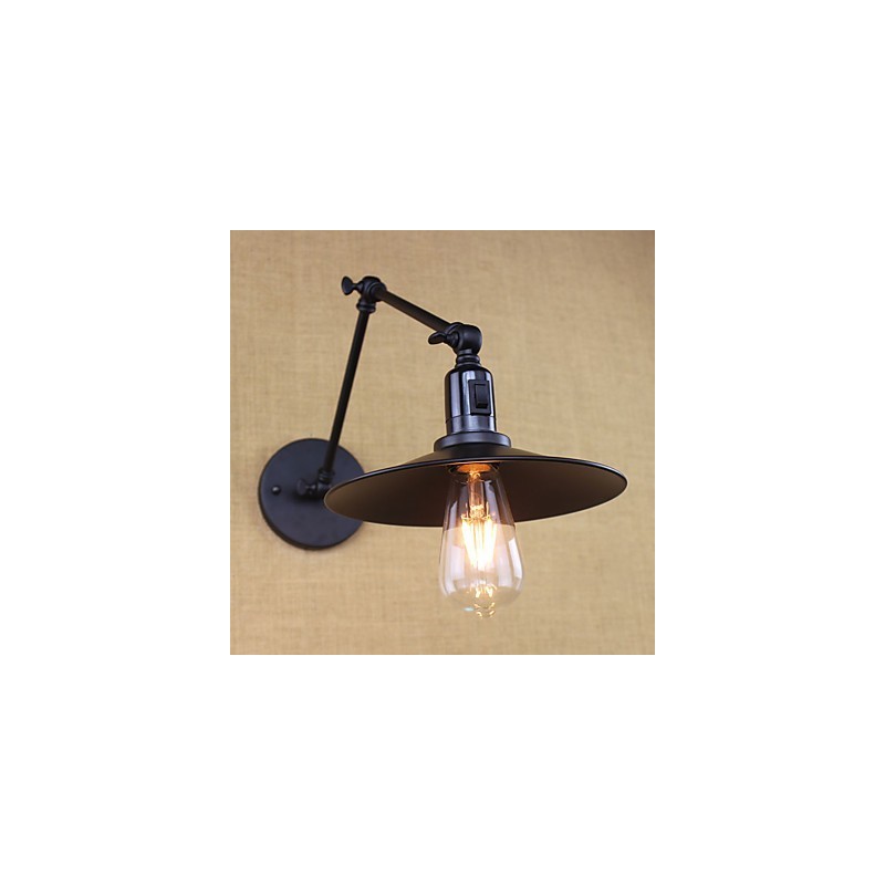 Applique da parete rustica Lodge con braccio oscillante, mini, metallo, lampadina inclusa