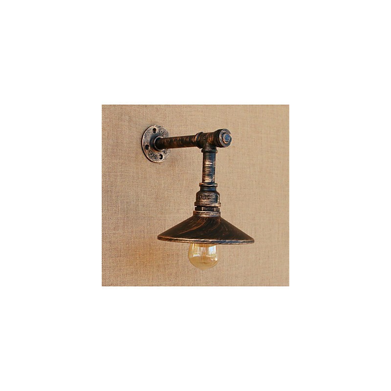 Applique da parete rustica in ottone anticato con lampadina E26/E27 40 W