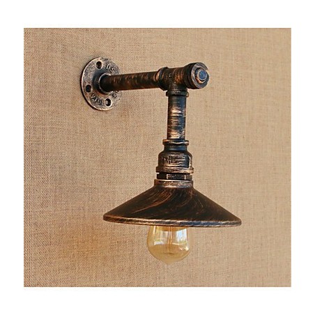 Applique da parete rustica in ottone anticato con lampadina E26/E27 40 W