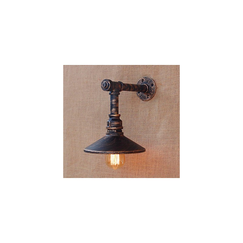 Applique da parete rustica in ottone anticato con lampadina E26/E27 40 W