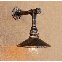 Applique da parete rustica in ottone anticato con lampadina E26/E27 40 W