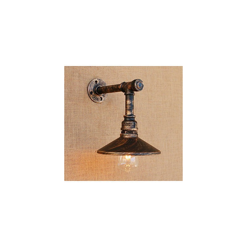 Applique da parete rustica in ottone anticato con lampadina E26/E27 40 W