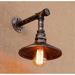 Applique da parete rustica in ottone anticato con lampadina E26/E27 40 W