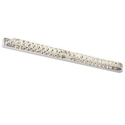 Applique da bagno a specchio lunga in metallo e cristallo 87 cm LED 23 W