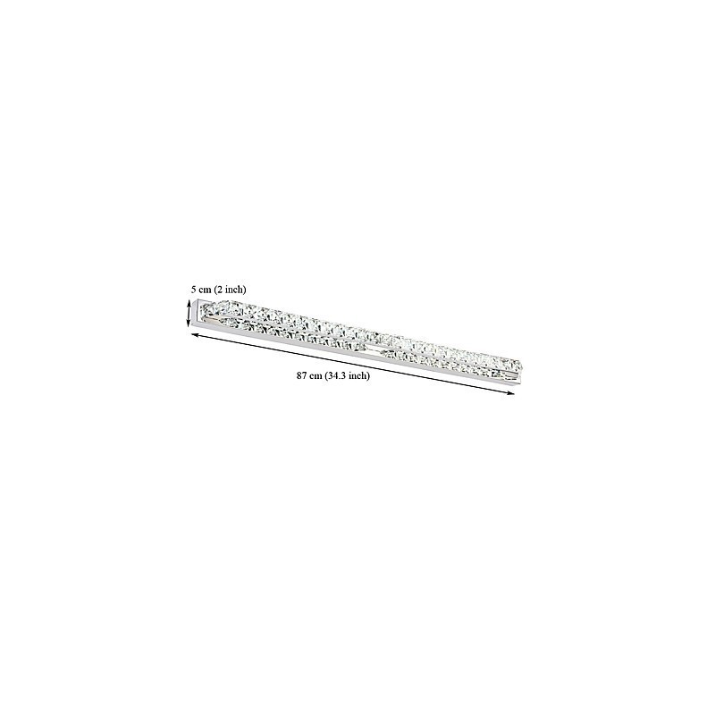 Applique da bagno a specchio lunga in metallo e cristallo 87 cm LED 23 W