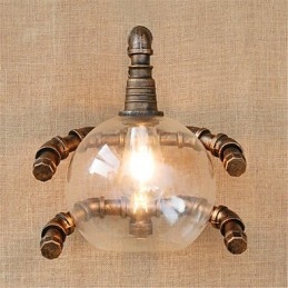 Applique da parete rustica in ottone anticato con luce ambientale