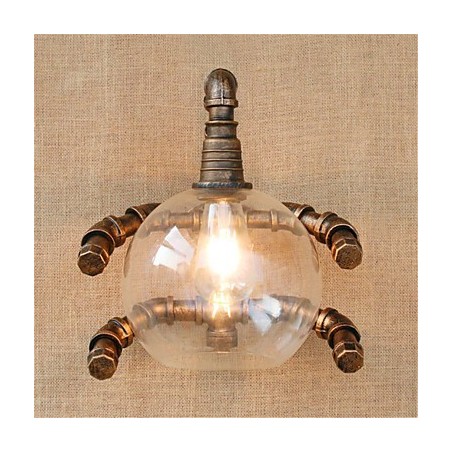 Applique da parete rustica in ottone anticato con luce ambientale