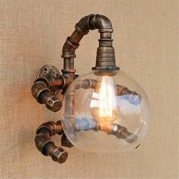 Applique da parete rustica in ottone anticato con luce ambientale