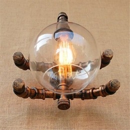 Applique da parete rustica in ottone anticato con luce ambientale