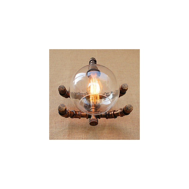 Applique da parete rustica in ottone anticato con luce ambientale