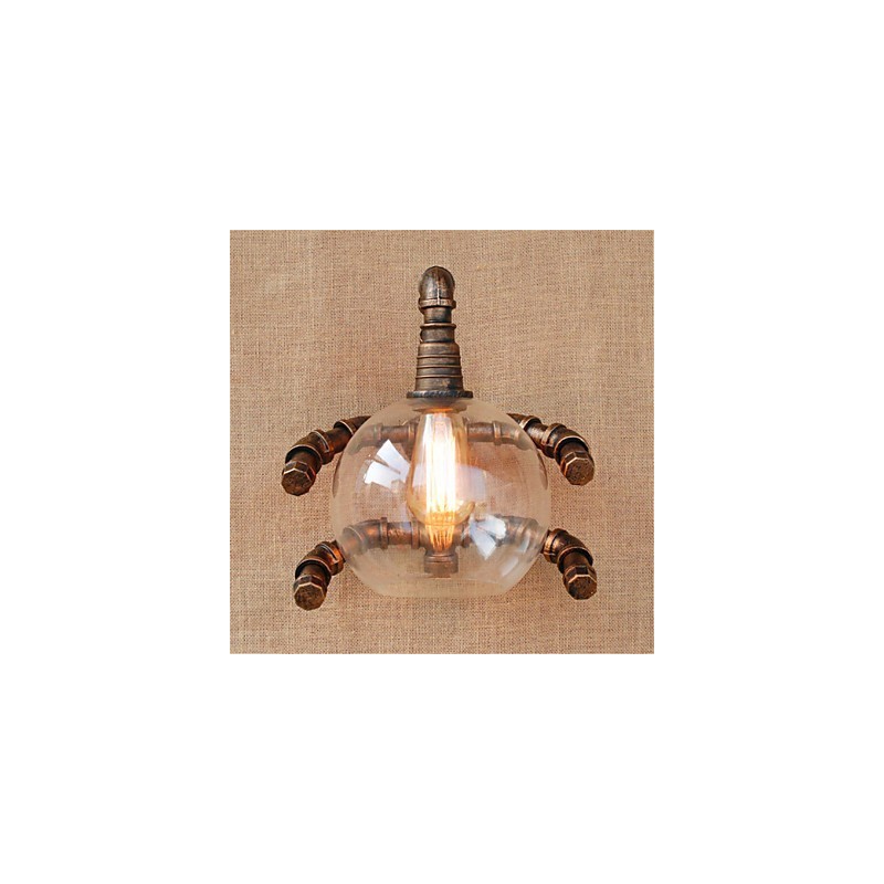 Applique da parete rustica in ottone anticato con luce ambientale