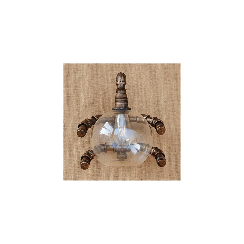 Applique da parete rustica in ottone anticato con luce ambientale