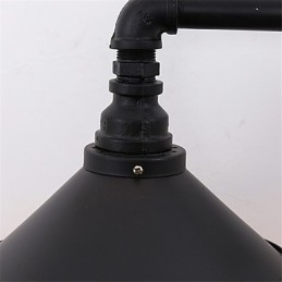 Applique da parete industriale retrò a 2 teste, tubo, nero, metallo