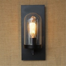 Applique da parete rustica country retrò con luce ambientale, lampadina E27 inclusa