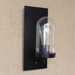 Applique da parete rustica country retrò con luce ambientale, lampadina E27 inclusa