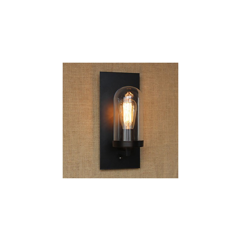Applique da parete rustica country retrò con luce ambientale, lampadina E27 inclusa