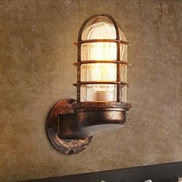 Applique da parete retrò rustica in metallo e vetro E27 20 cm