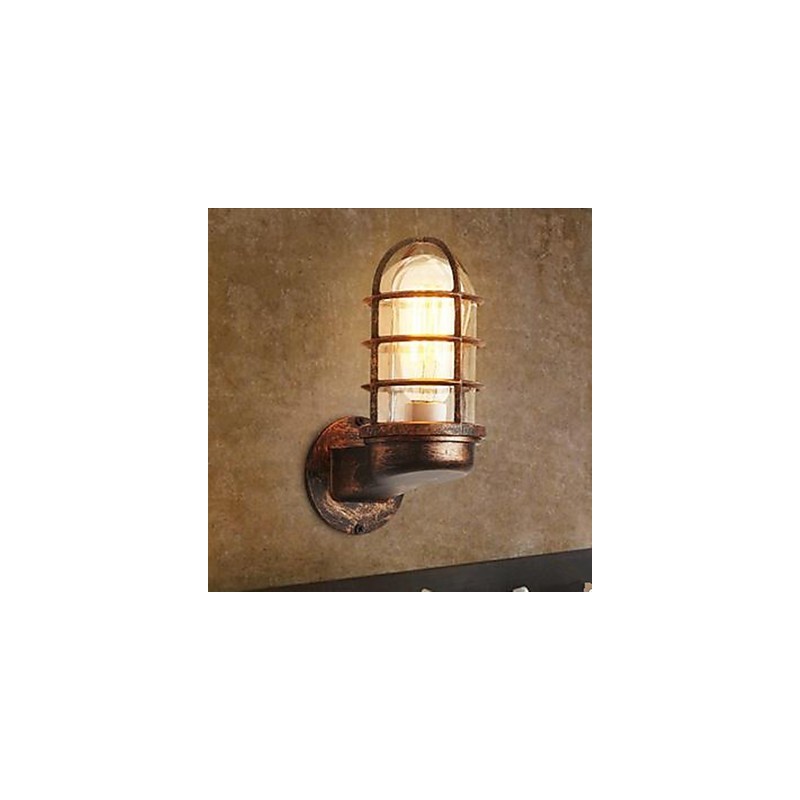 Applique da parete retrò rustica in metallo e vetro E27 20 cm