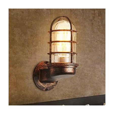 Applique da parete retrò rustica in metallo e vetro E27 20 cm