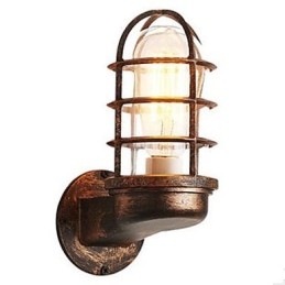 Applique da parete retrò rustica in metallo e vetro E27 20 cm