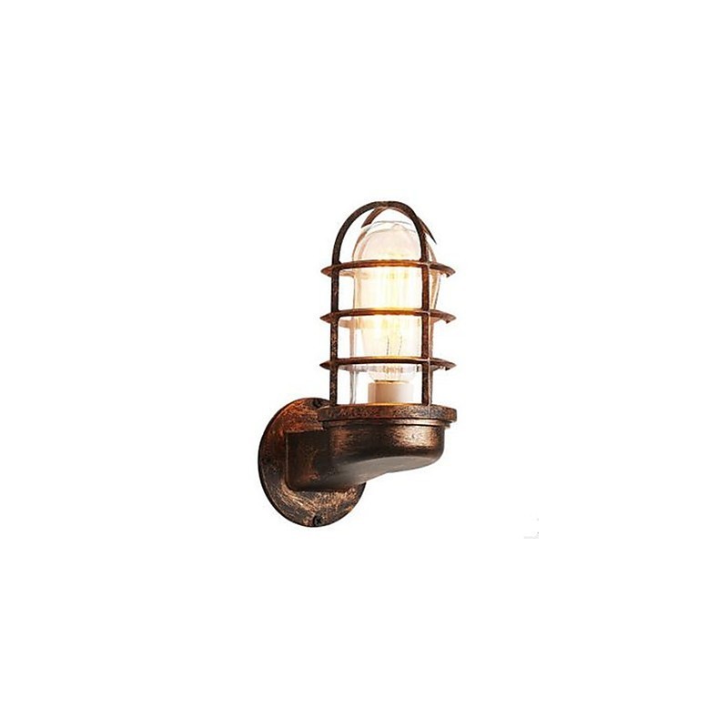 Applique da parete retrò rustica in metallo e vetro E27 20 cm