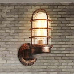 Applique da parete retrò rustica in metallo e vetro E27 20 cm