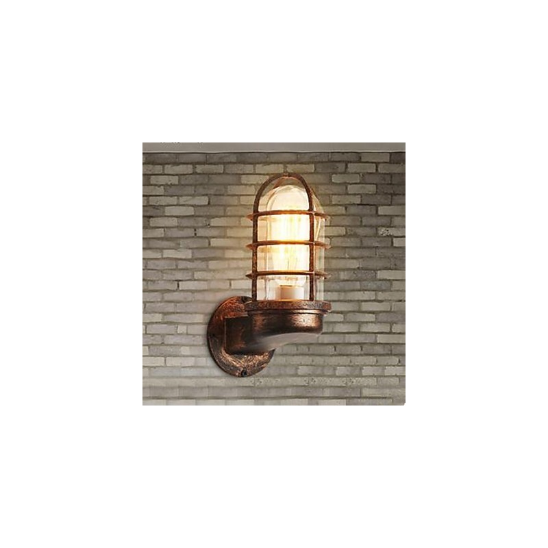 Applique da parete retrò rustica in metallo e vetro E27 20 cm